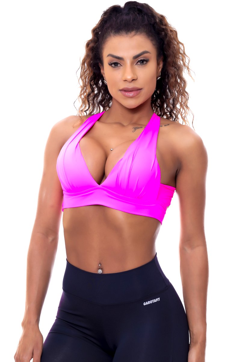 Garotafit - Top com Bojo Rosa Neon - TOB09DF