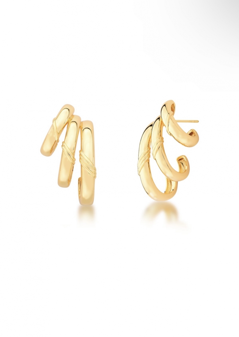 Mikabe - Earring Socks Ring Three Gold - MK1414