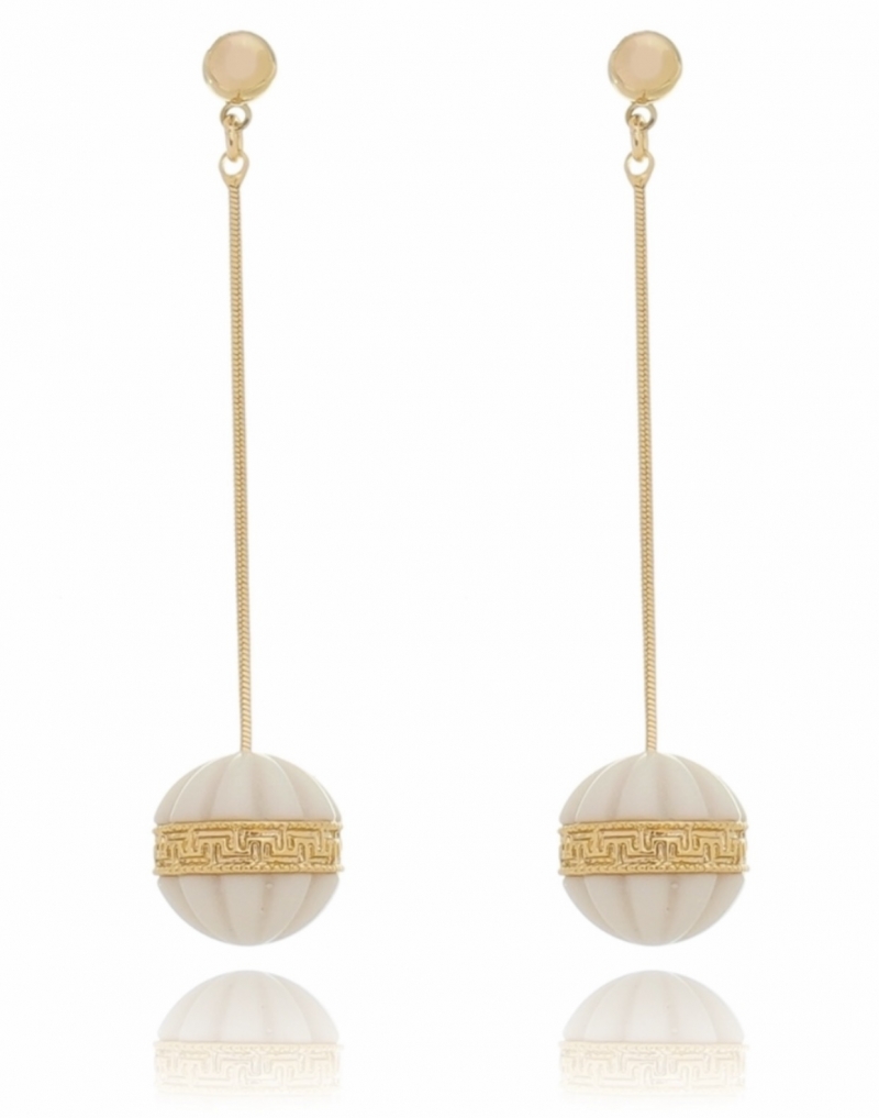 Mikabe - Earring Pendant Ball White Resin - MK1416