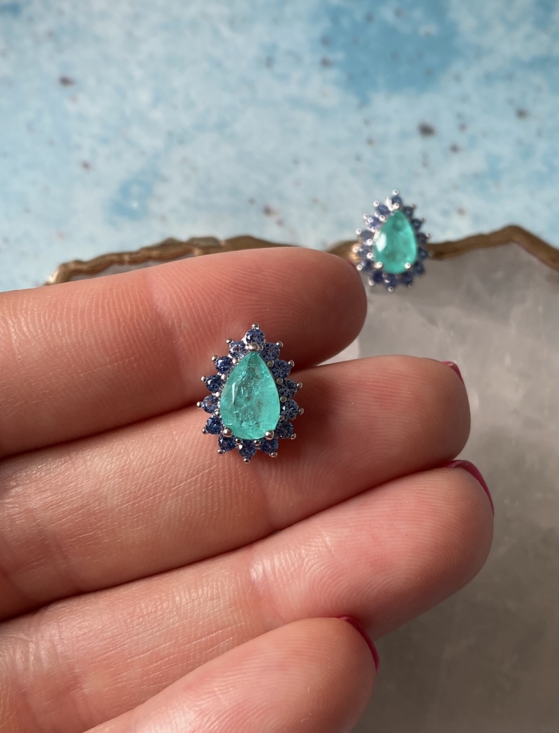 Mikabe - Earring Drop Tourmaline Fusion and Blue Zirconia - MK1425