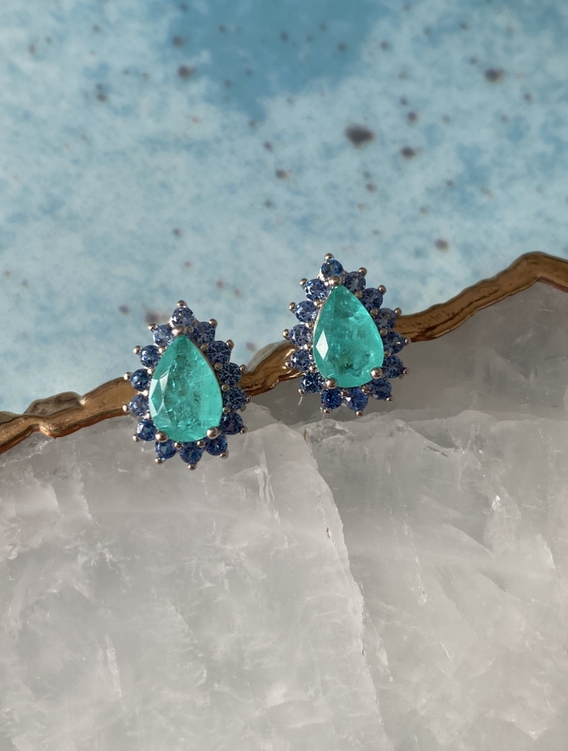 Mikabe - Earring Drop Tourmaline Fusion and Blue Zirconia - MK1425