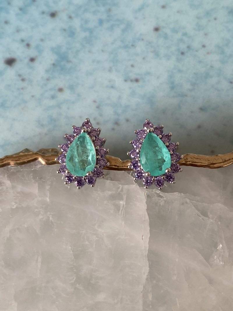 Mikabe - Earring Drop Tourmaline Fusion and Lilac Zirconia - MK1427