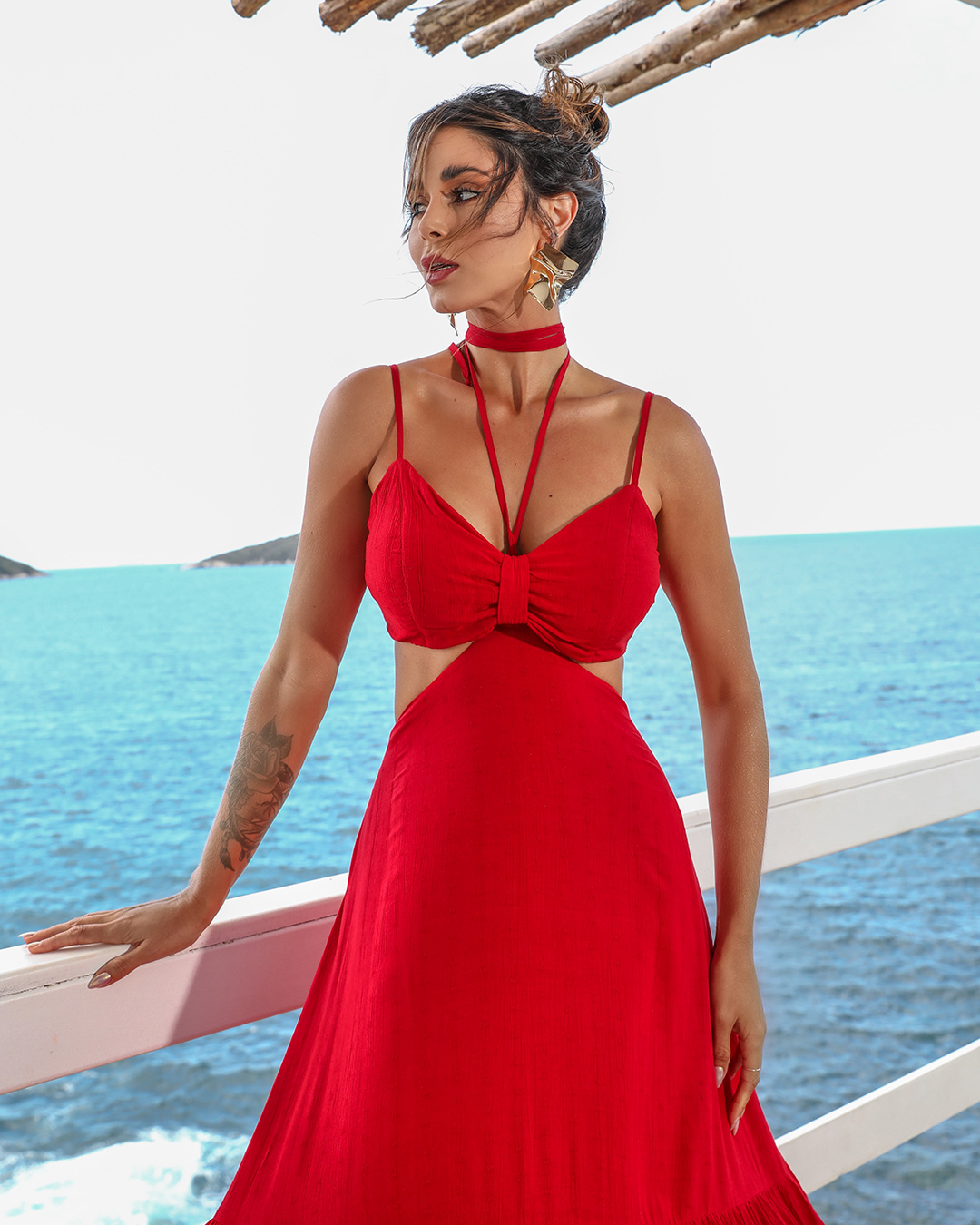 Dot Clothing - Vestido Dot Clothing Longo Tiras Vermelho - 1749VERM