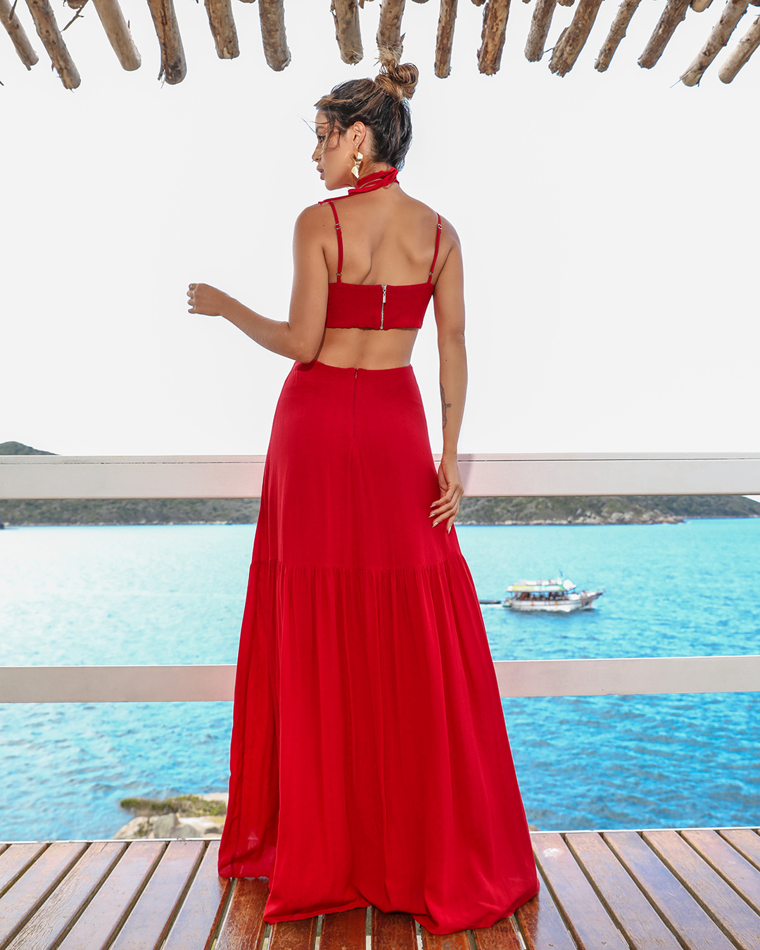 Dot Clothing - Dress Dot Clothing Long Strips Red - 1749VERM