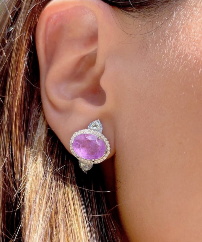 Mikabe - Earring Amethyst Fusion Oval Silver 925 - MK1430