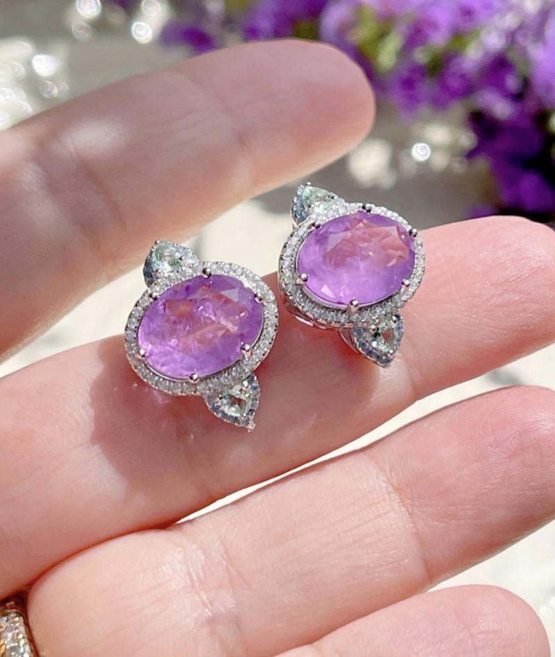 Mikabe - Earring Amethyst Fusion Oval Silver 925 - MK1430