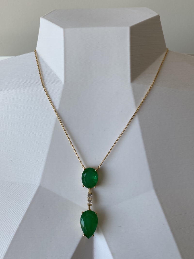 Mikabe - Necklace Crystal Drop Emerald Fusion - MK1434