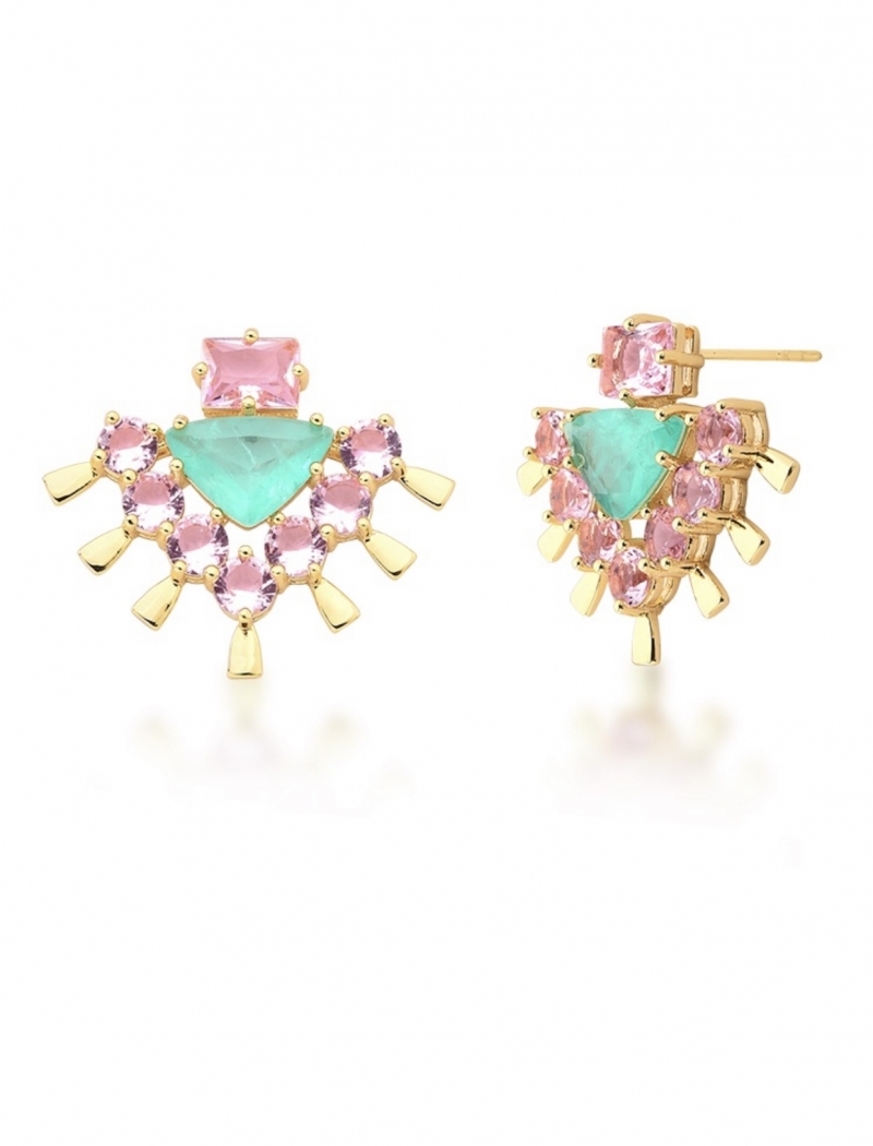 Mikabe - Tourmaline Fusion and Pink Crystal Earring - MK1436