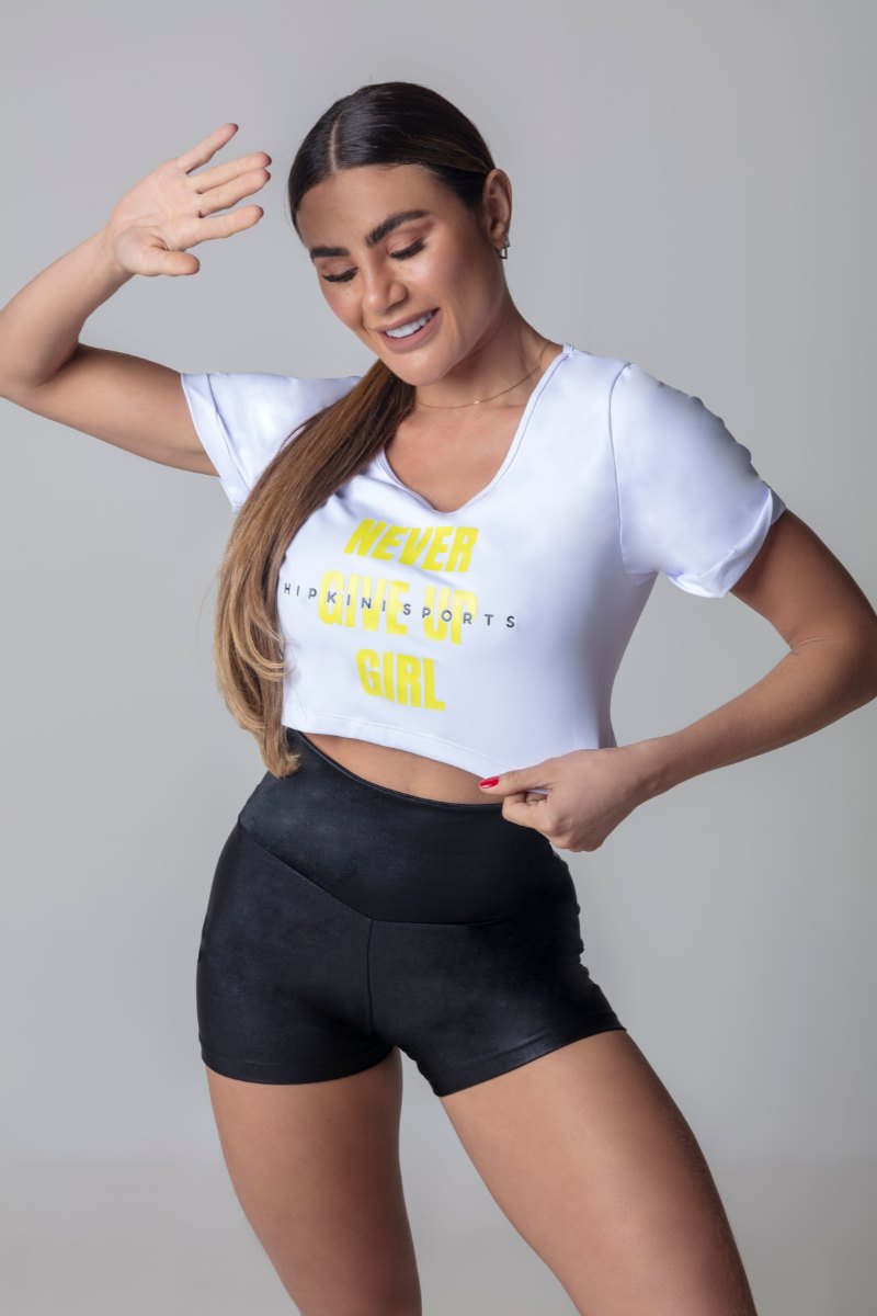 Hipkini - Blusa Blogger Fitness Branca Com Silk - 3339757