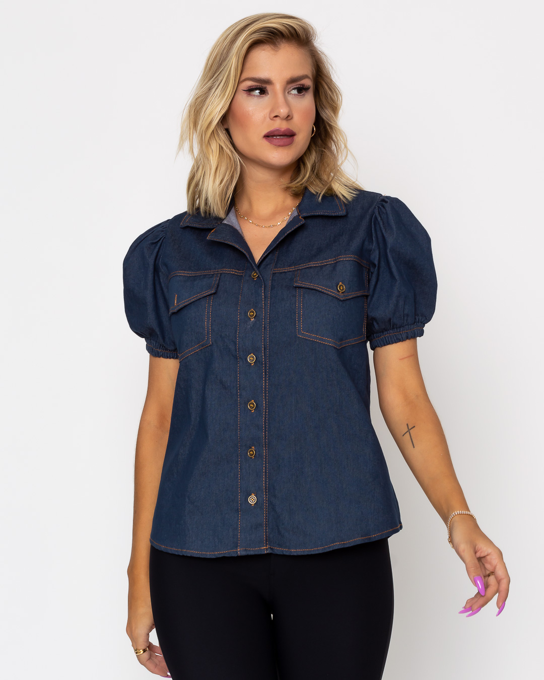 Dot Clothing - Dot Clothing Shirt Short Sleeve Blue Jeans - 1153AZUL