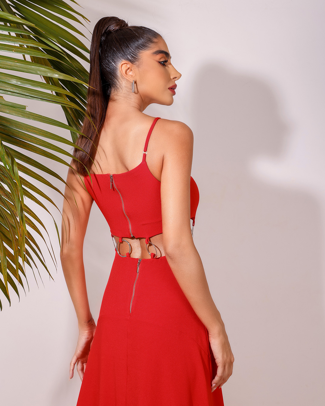 Dot Clothing - Vestido Dot Clothing Midi Argolas Vermelho - 1807VERM