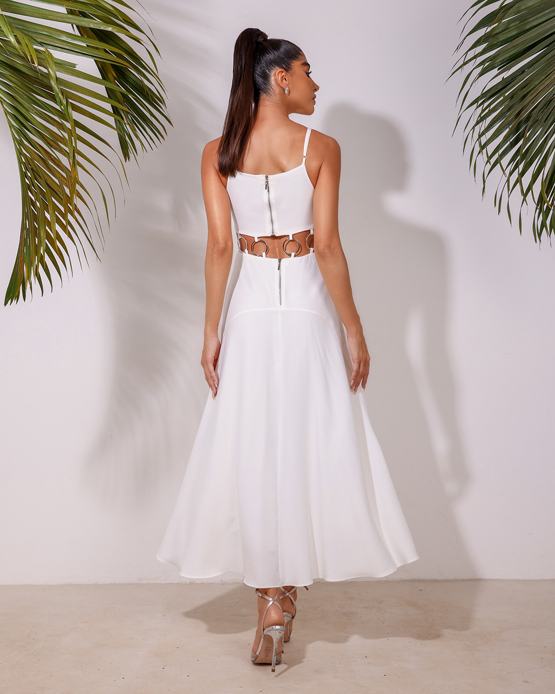 Dot Clothing - Vestido Dot Clothing Midi Argolas Offwhite - 1807OFF