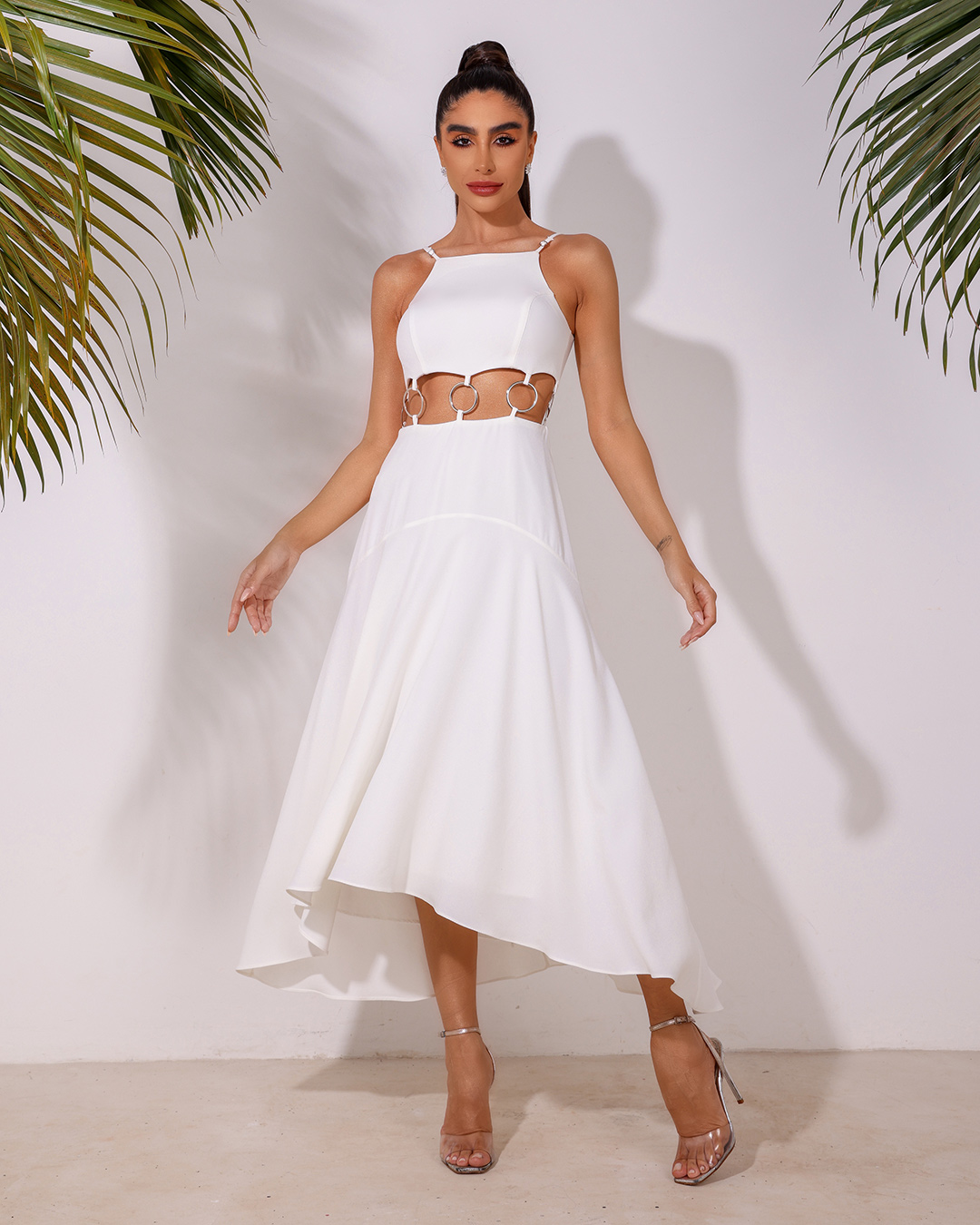 Dot Clothing - Vestido Dot Clothing Midi Argolas Offwhite - 1807OFF