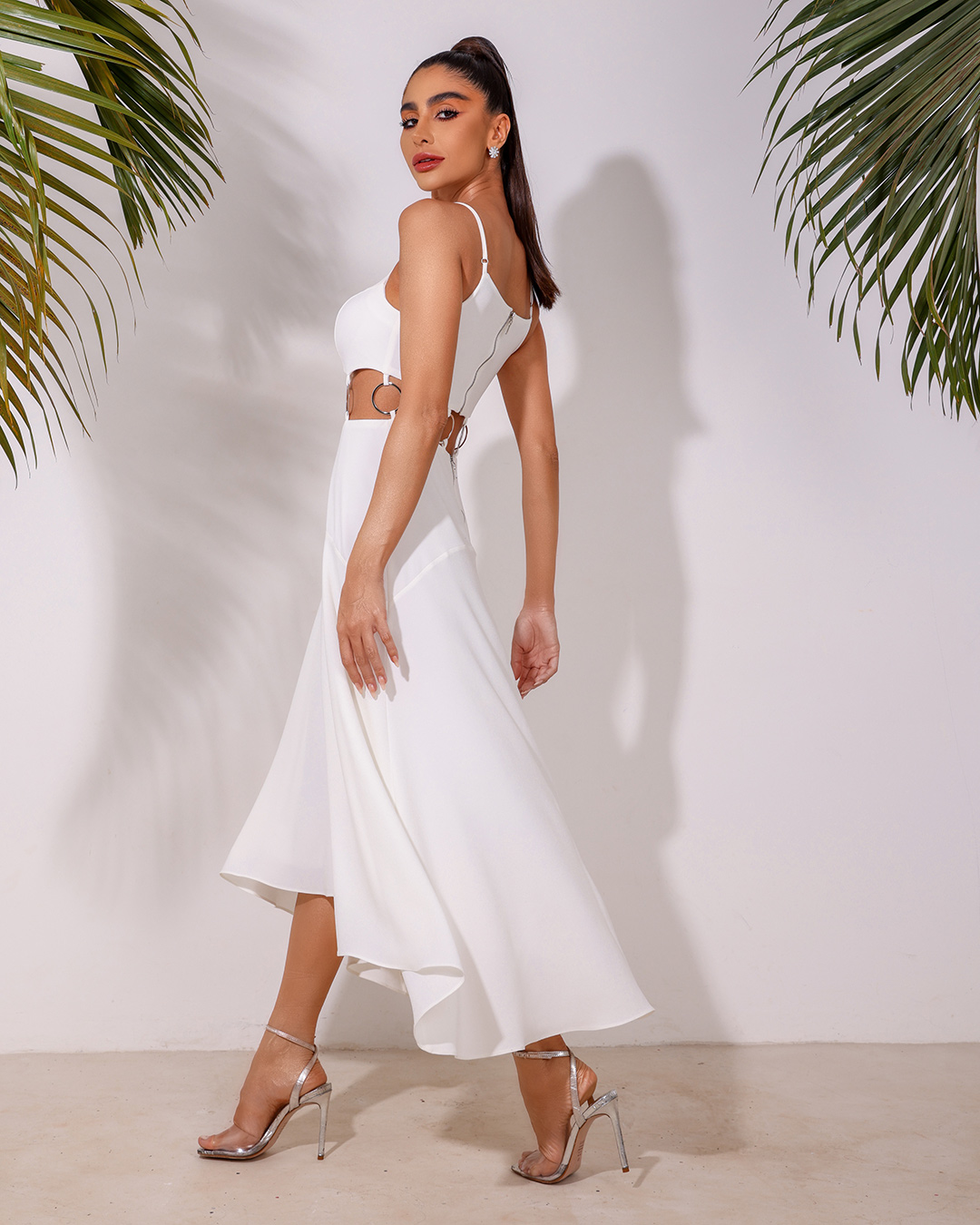 Dot Clothing - Vestido Dot Clothing Midi Argolas Offwhite - 1807OFF