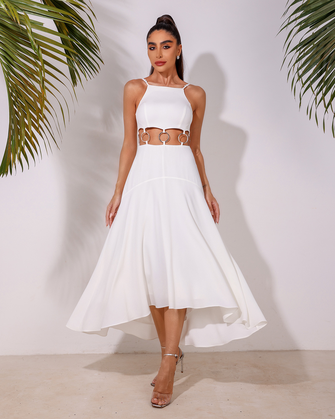 Dot Clothing - Vestido Dot Clothing Midi Argolas Offwhite - 1807OFF