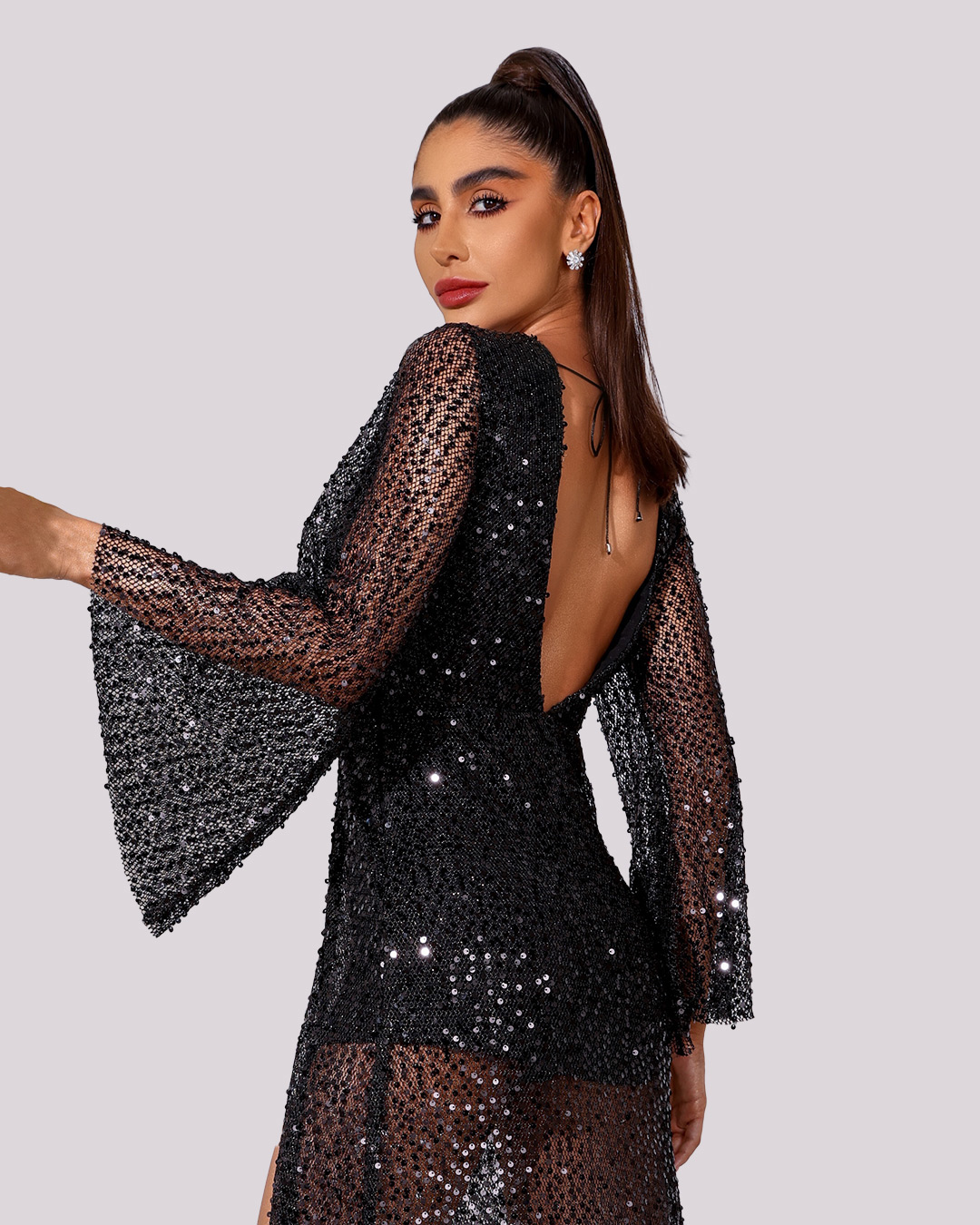 Dot Clothing - Dress Dot Clothing Long in Black Sequin - 1803PRETO