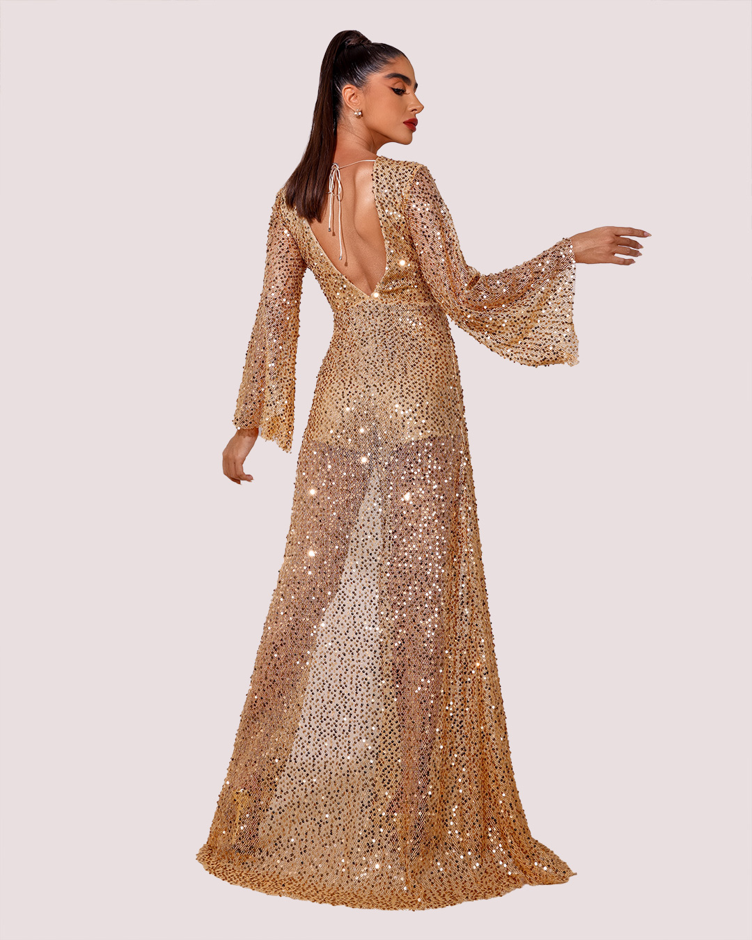 Dot Clothing - Dress Dot Clothing Long in Golden Sequin - 1803DOU