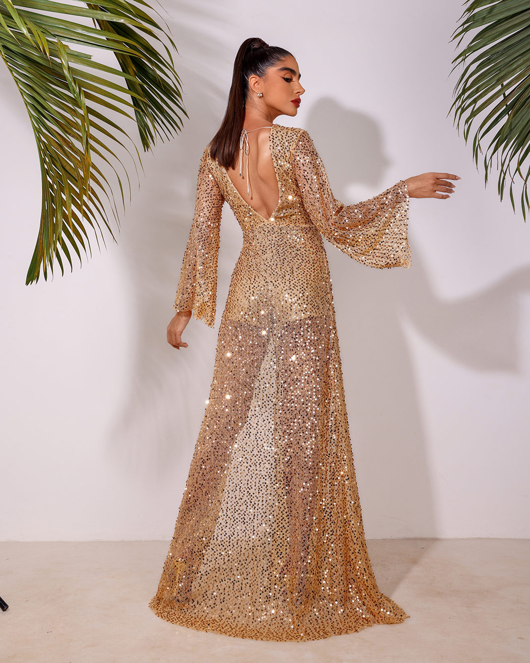 Dot Clothing - Dress Dot Clothing Long in Golden Sequin - 1803DOU