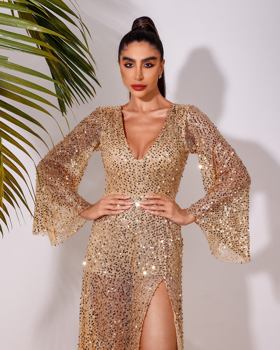 Dot Clothing - Dress Dot Clothing Long in Golden Sequin - 1803DOU