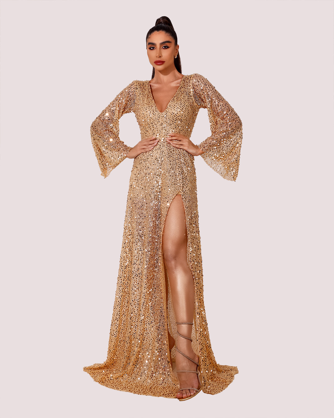 Dot Clothing - Dress Dot Clothing Long in Golden Sequin - 1803DOU