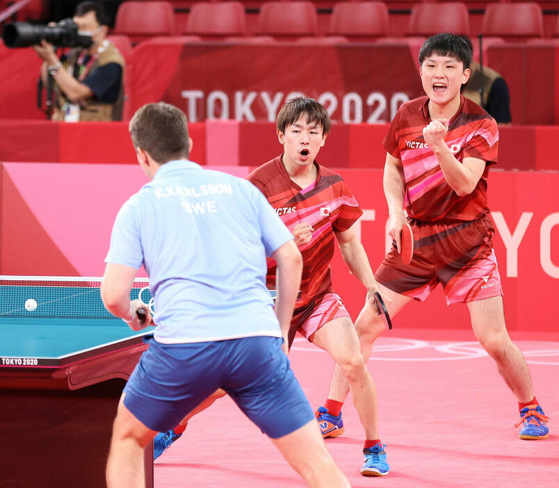 東京オリンピック　卓球 男子団体準々決勝　日本 対 スウェーデンの画像