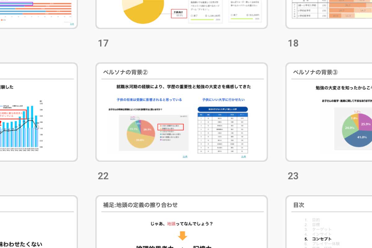 新卒チーム作成の企画書の一部