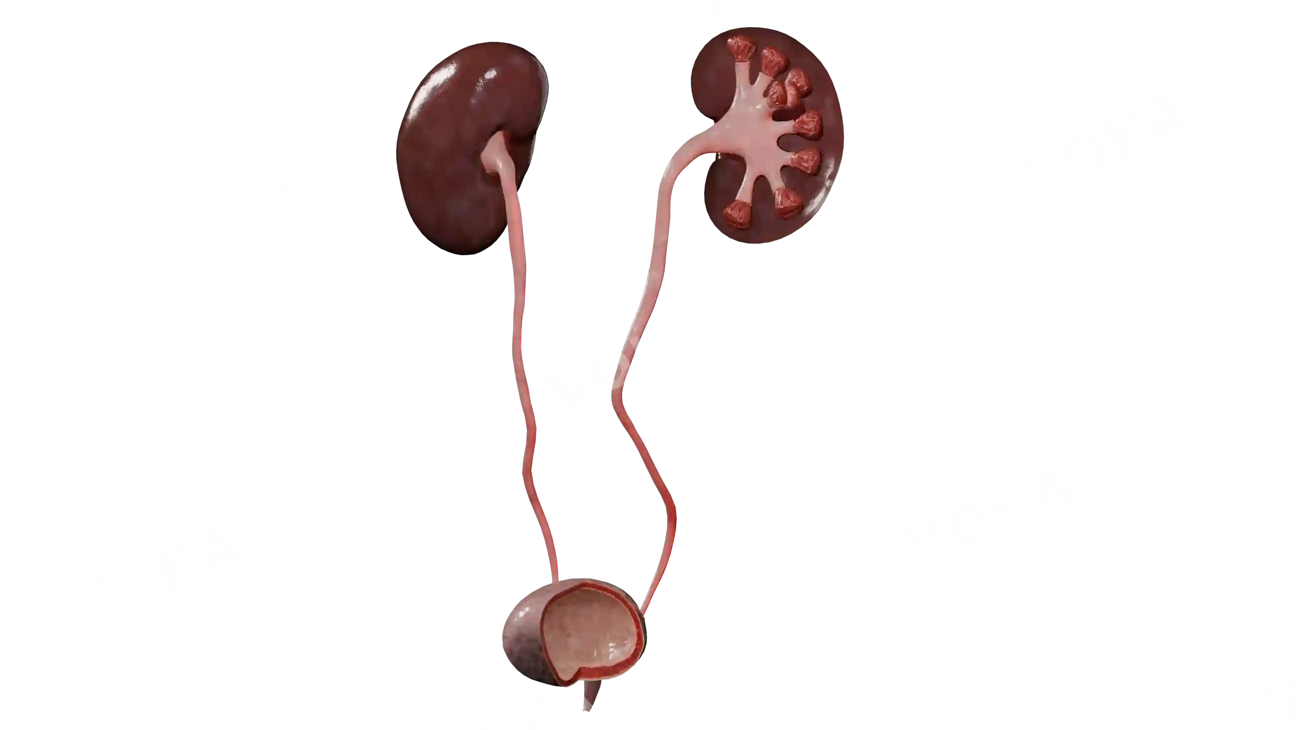 Urinary tract: left kidney in frontal section image