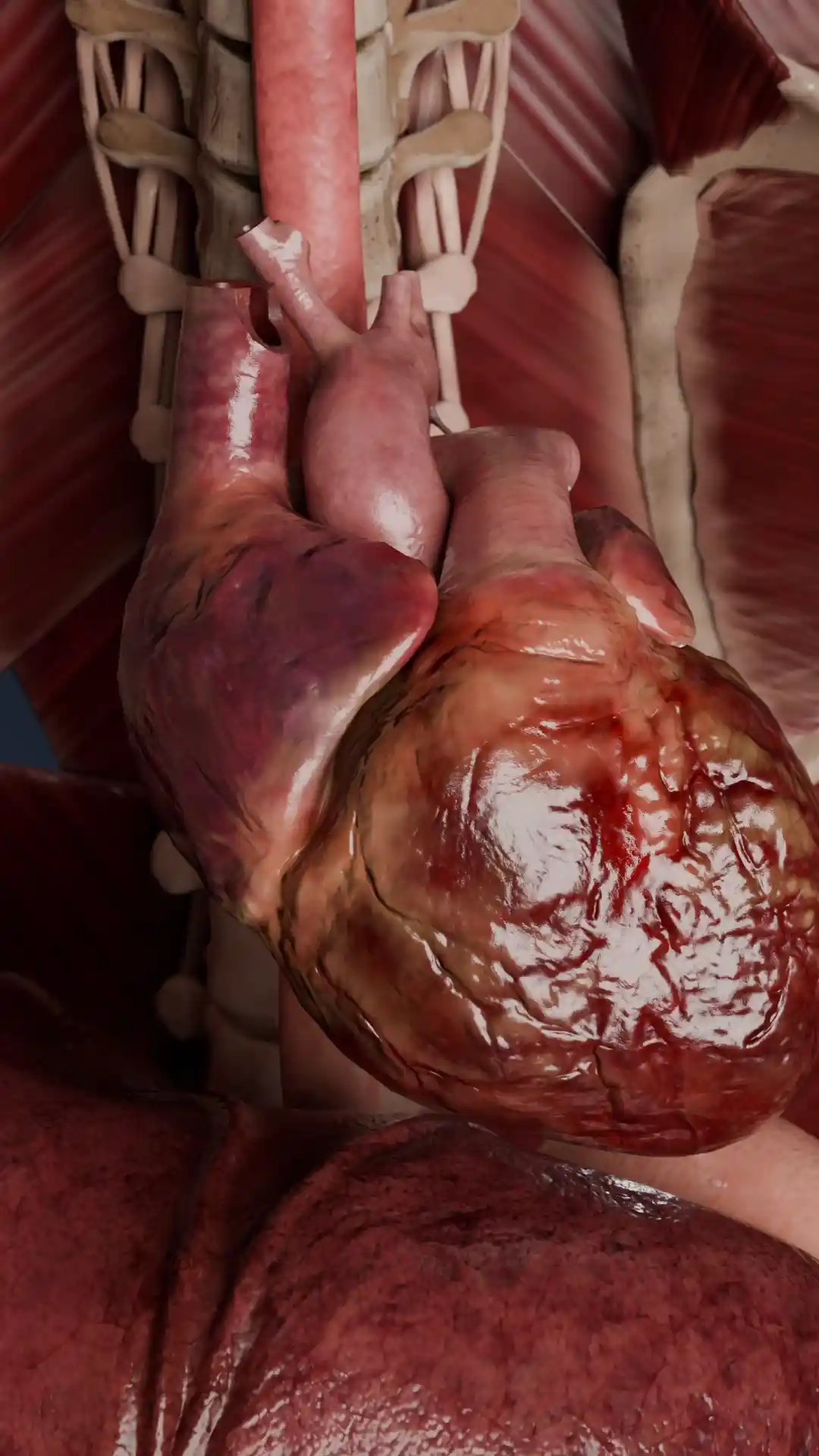 Redundancy of the aortic valve leaflets animation