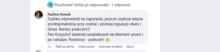 Opinia klienta VOLITA