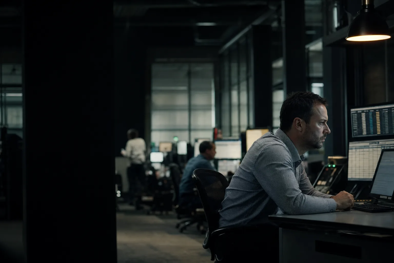 Editorial photograph: people at work in the client environment, accompanying Financial Services Software Consulting.