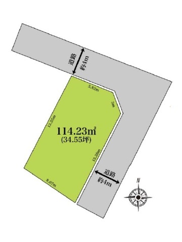 土地約34坪、角地につき開放感ございます。