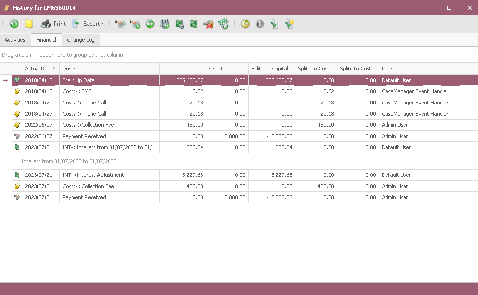 Finance - Case Financial Transactions