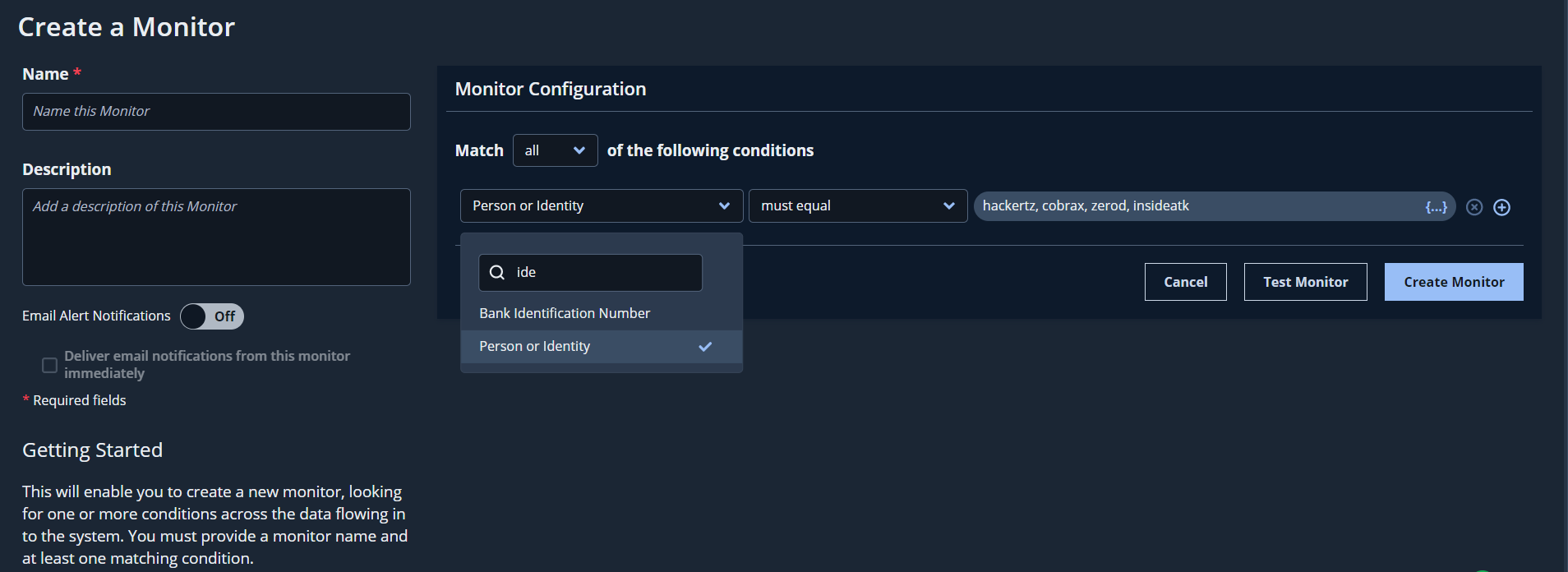 Sample Monitor Configuration using Users.