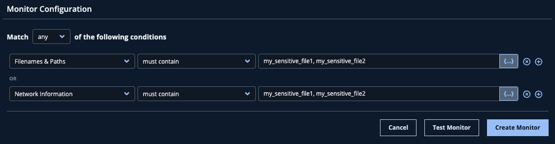 Sample Monitor Configuration using Filenames.