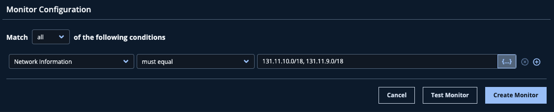 Sample Monitor Configuration using IP Addresses.