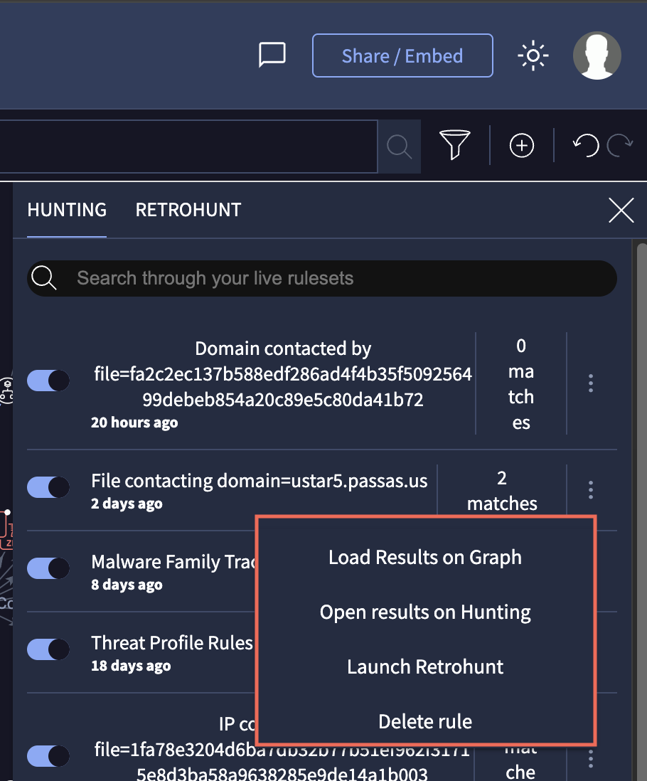 VTGraph commonalities hunting options