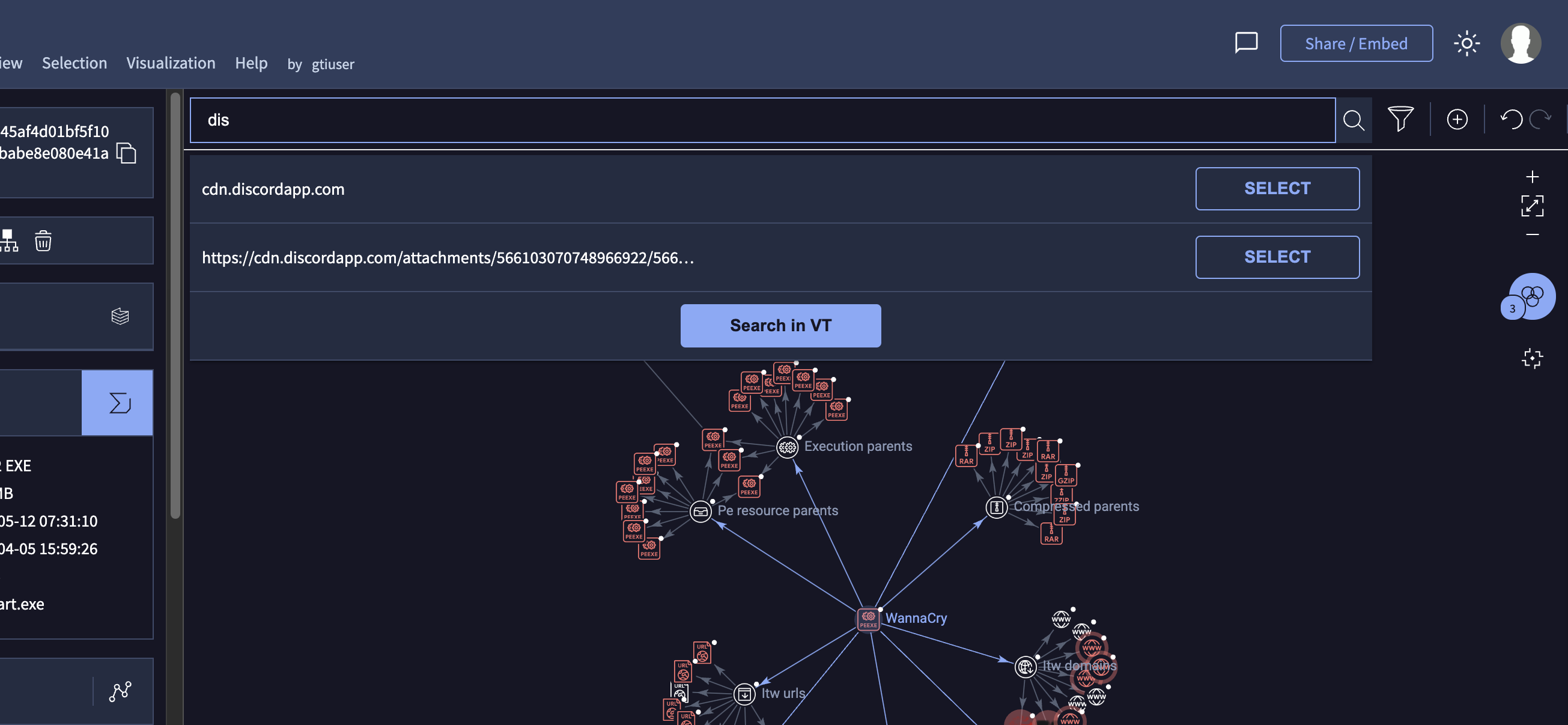 Google Threat Intelligence Graph input box