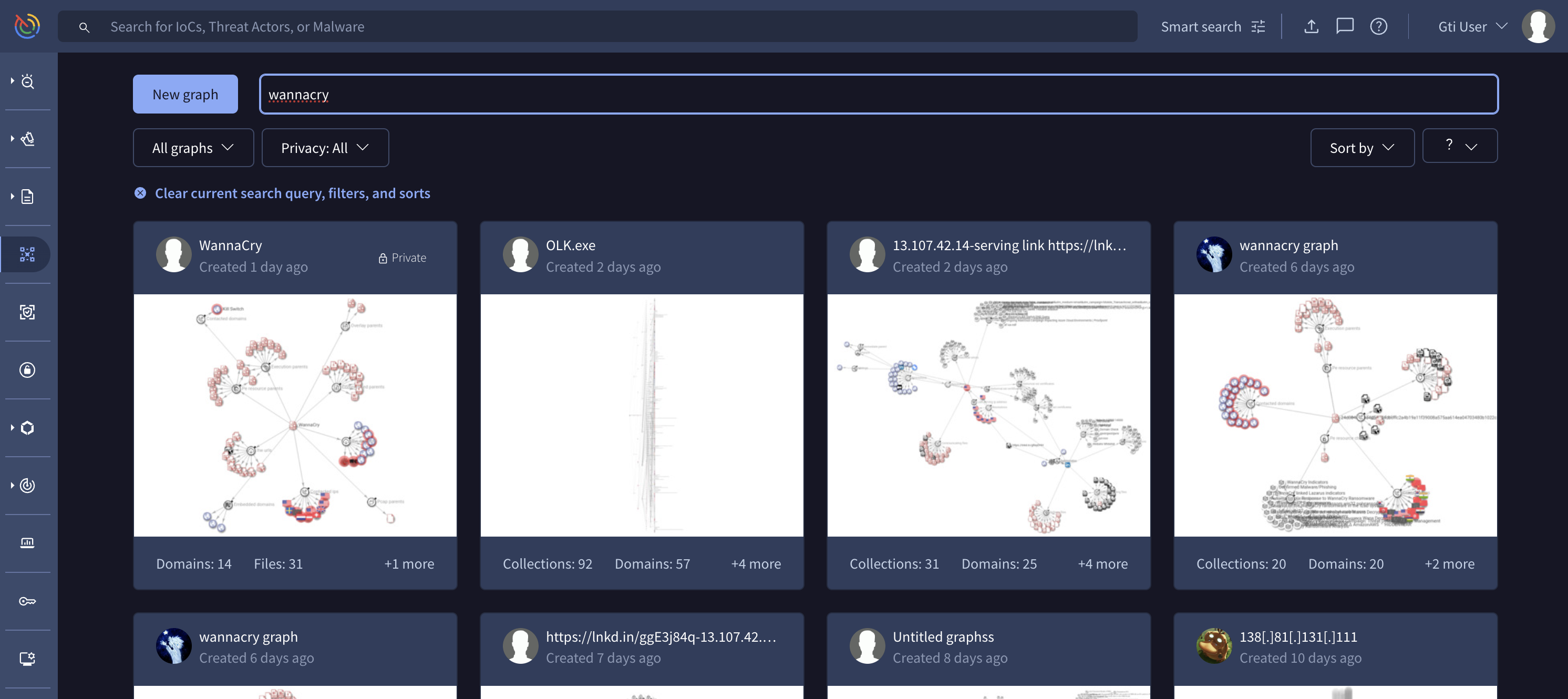 Graph search results