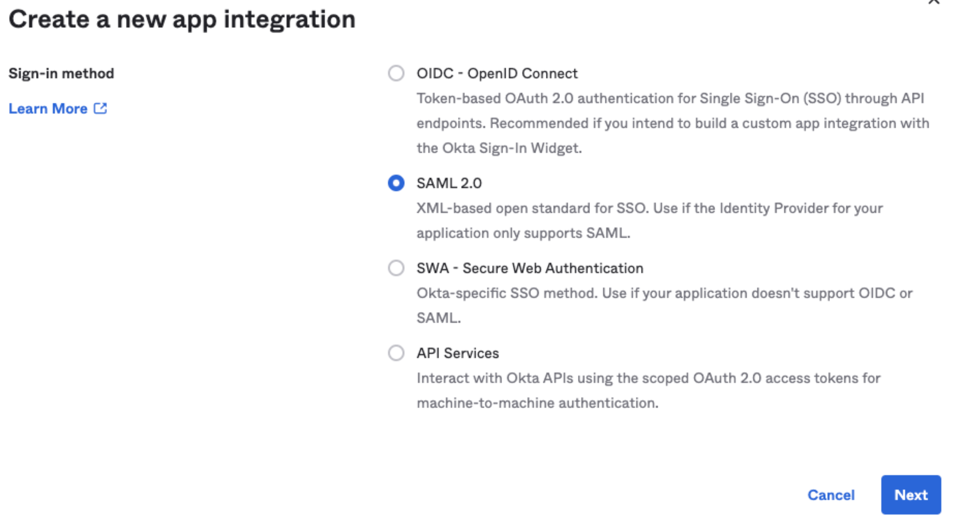 Okta Create APP choose SAML