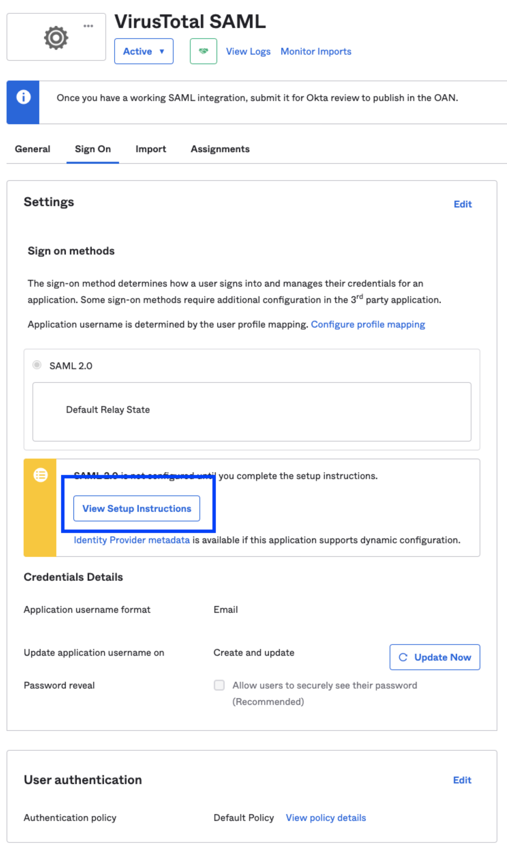 Okta Setup Instructions