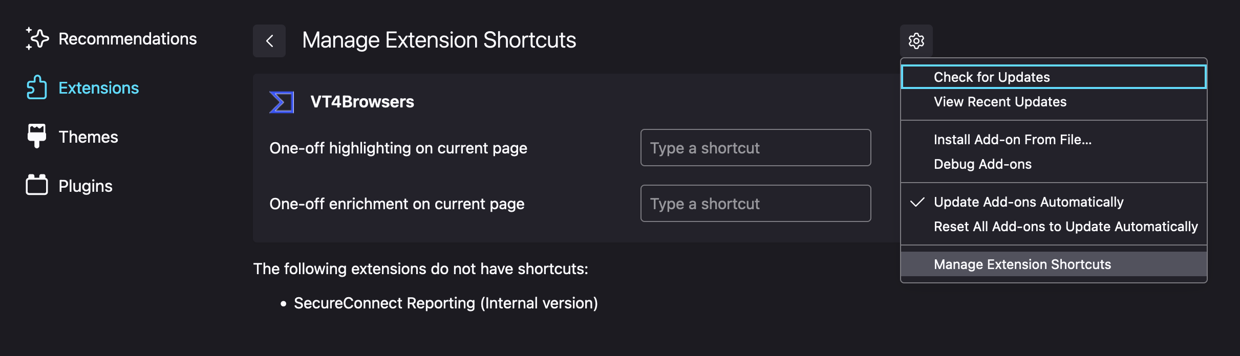 VT4Browsers Firefox Shortcuts