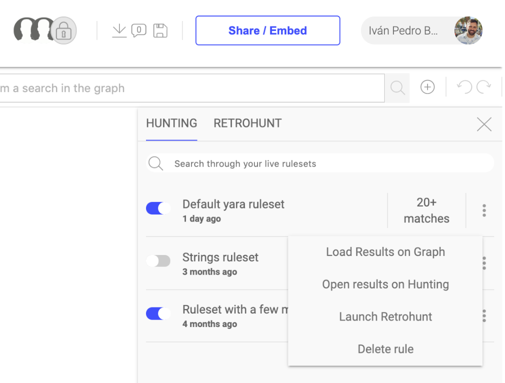VTGraph commonalities hunting options