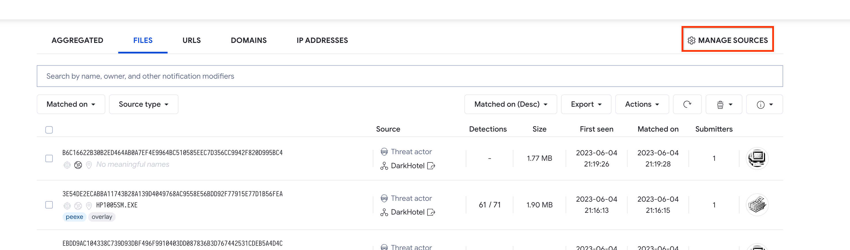 IOC Stream Manage Sources