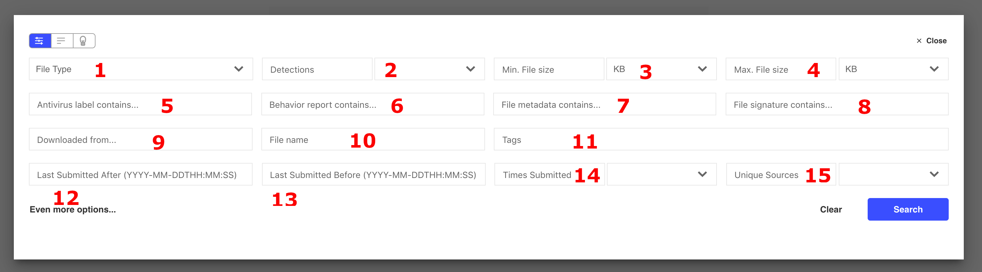 File Search Modifiers Form