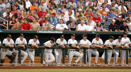 baseball players in dugout cws 2011
