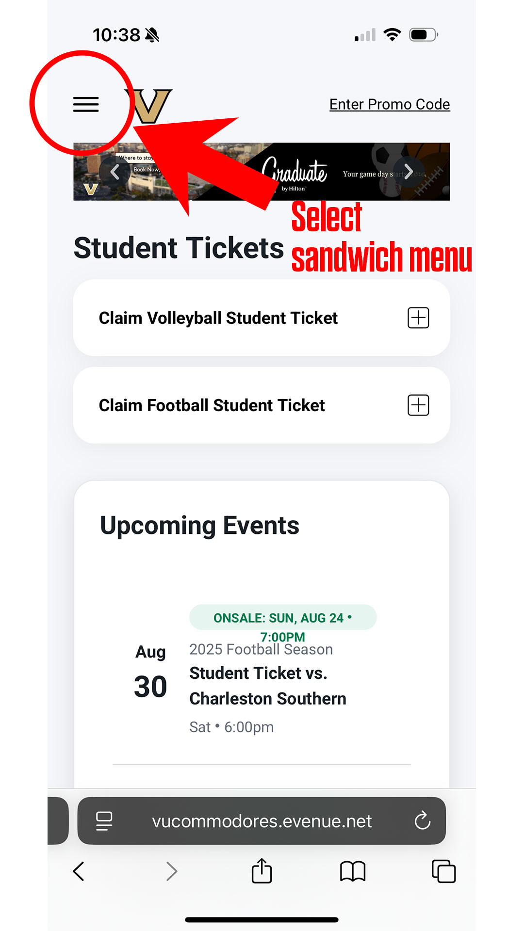 Student return ticket Step 2