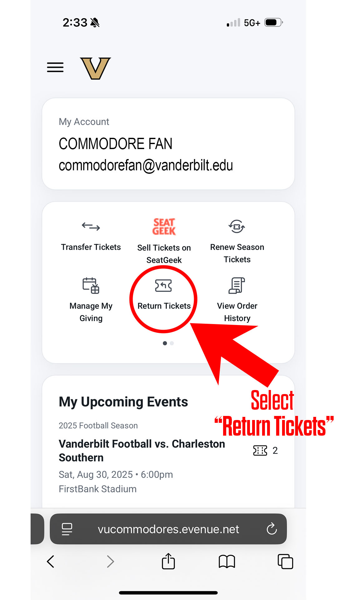 Student return ticket Step 4