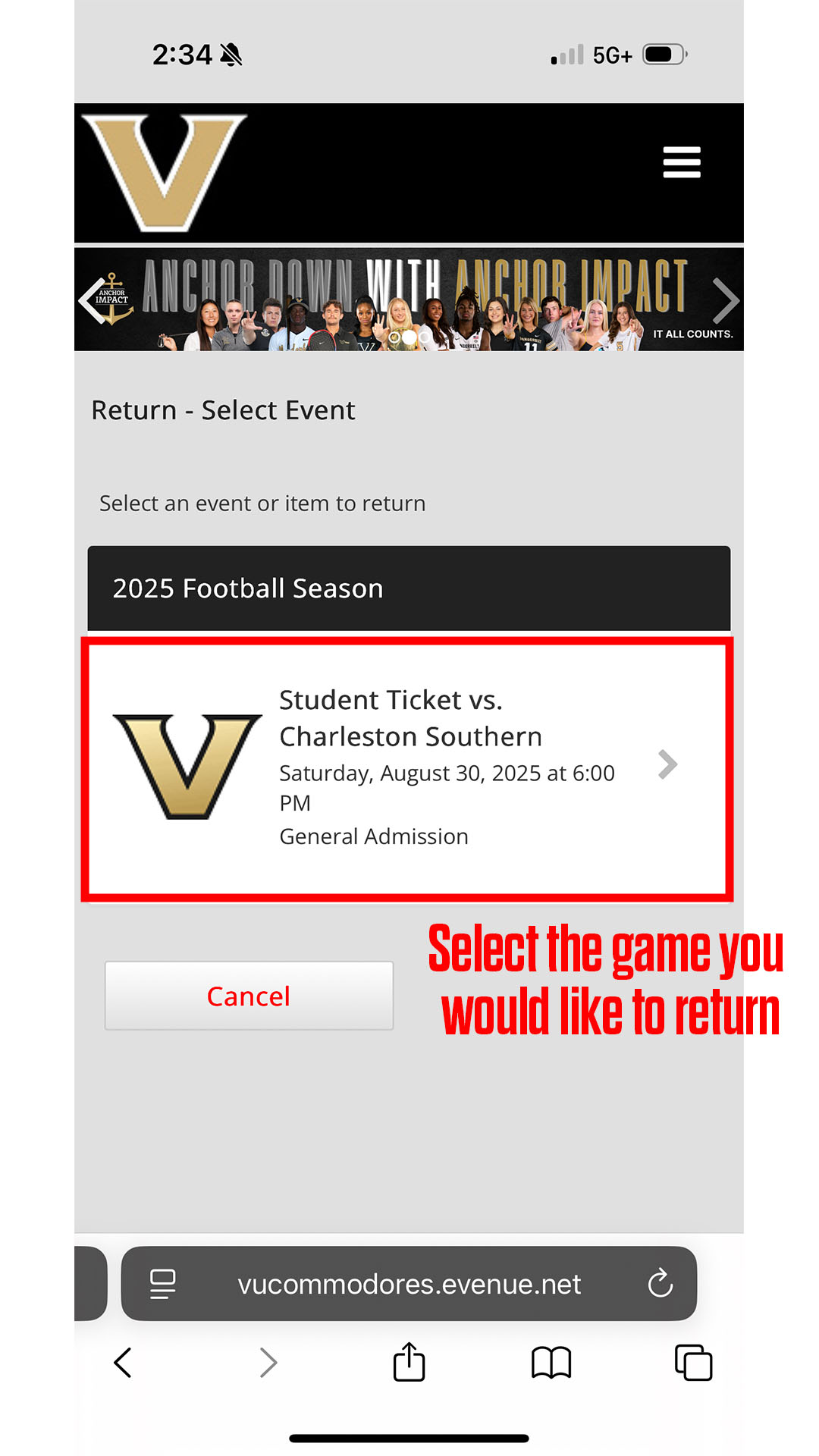 Student return ticket Step 5