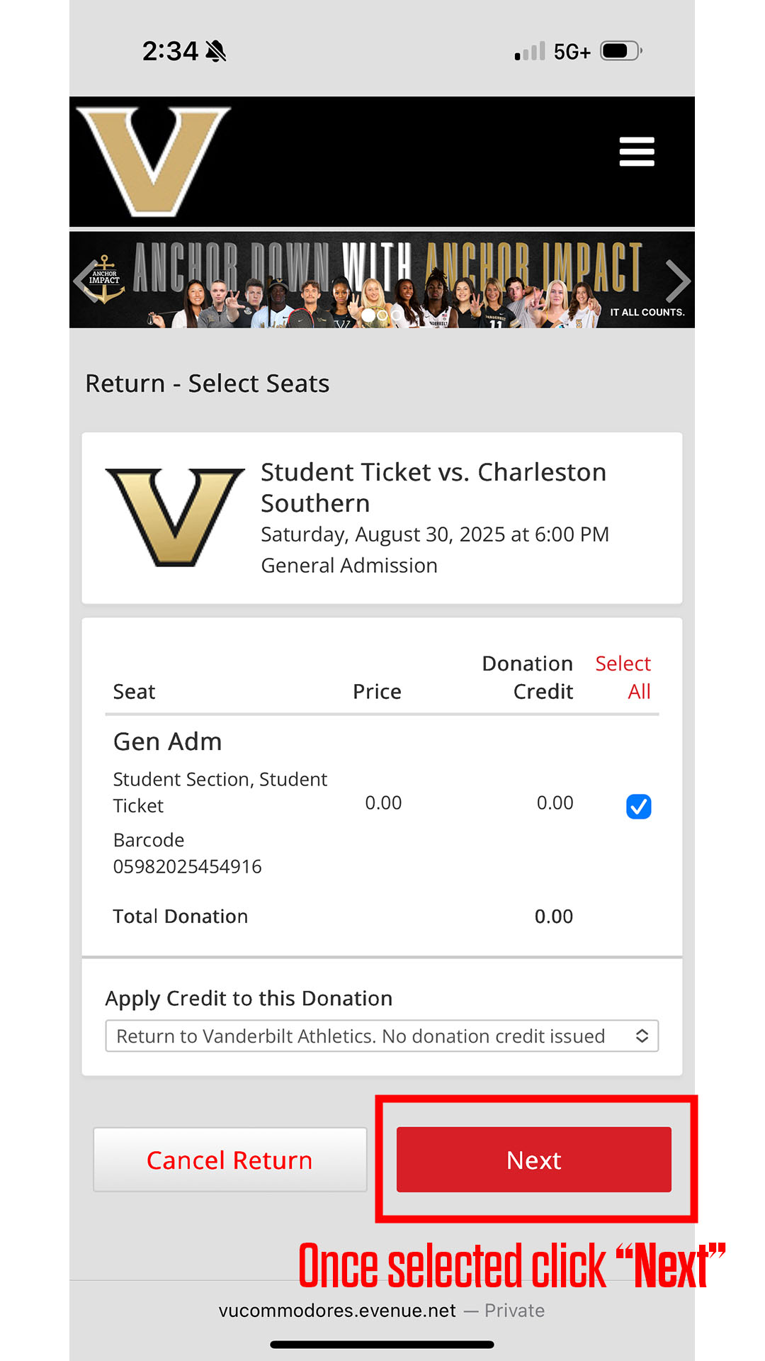Student return ticket Step 7