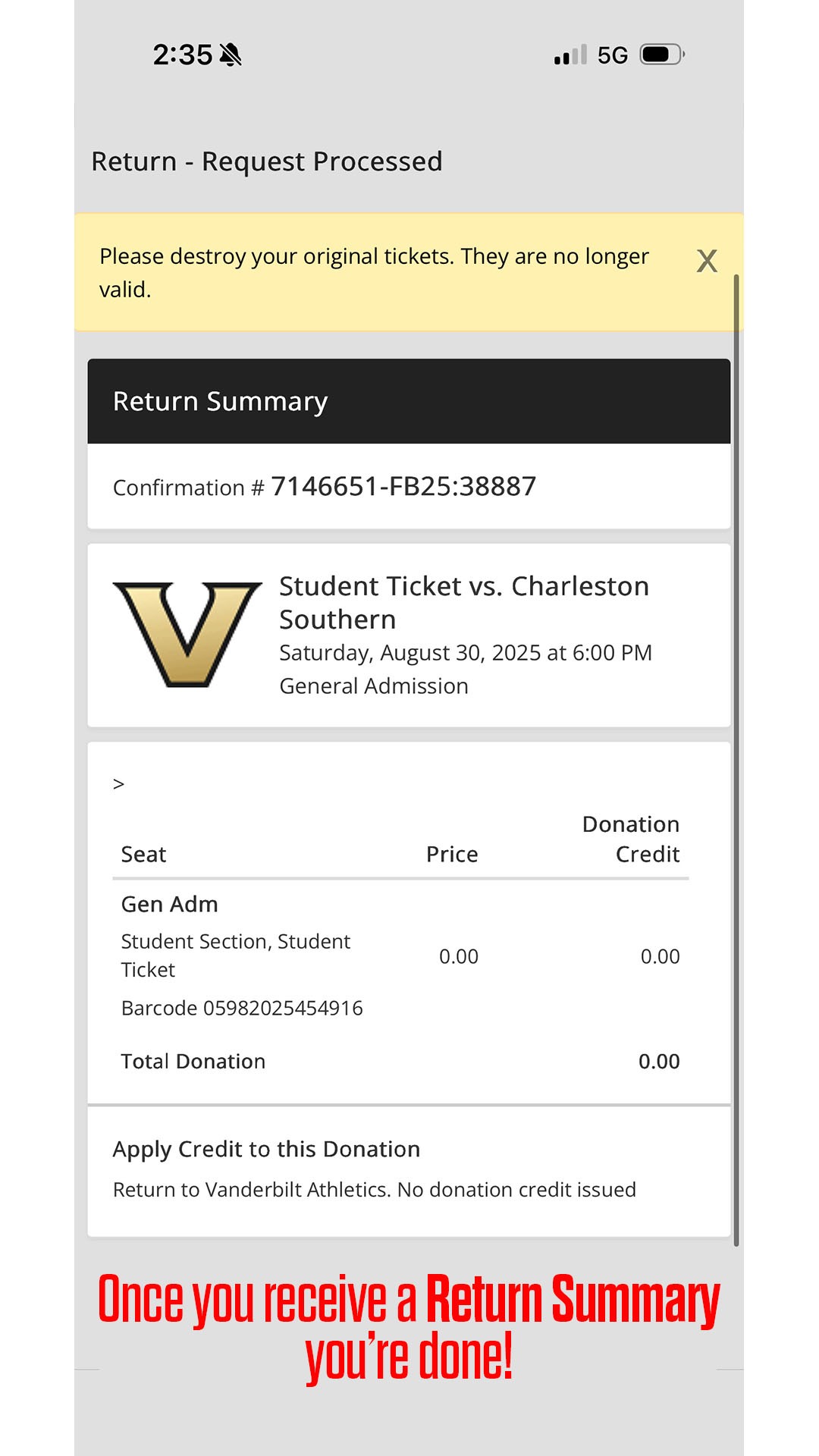 Student return ticket Step 9